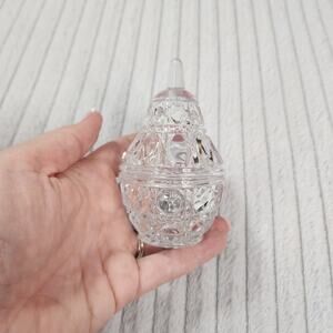 Vintage Lead Crystal L.E. Smith Pear Shaped Trinket box with lid UU